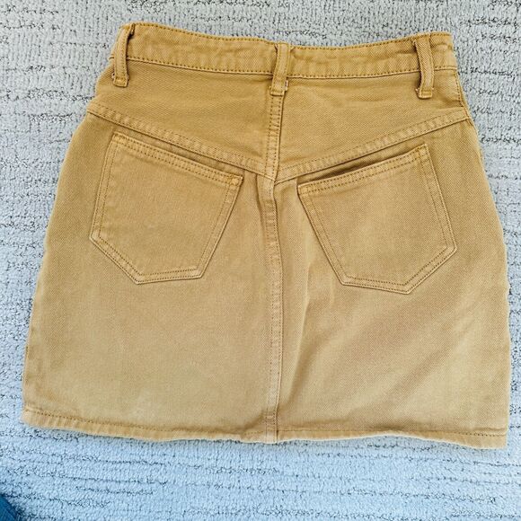 Brandy Melville J. Galt Brown Tan Button Fly Denim Mini Skirt Size Small PacSun - Picture 5 of 8